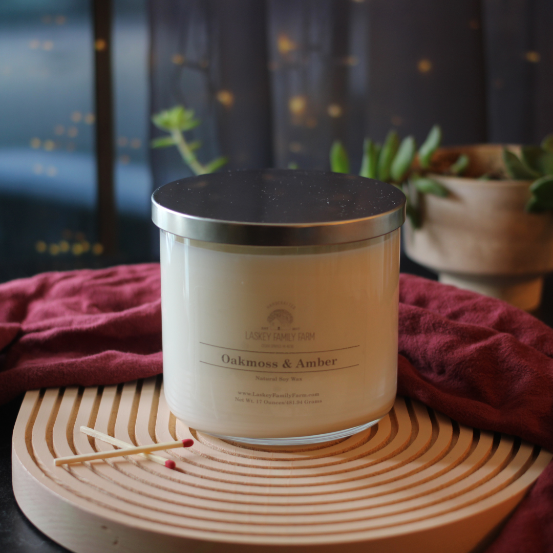 Oakmoss and Amber 3 Wick Candle