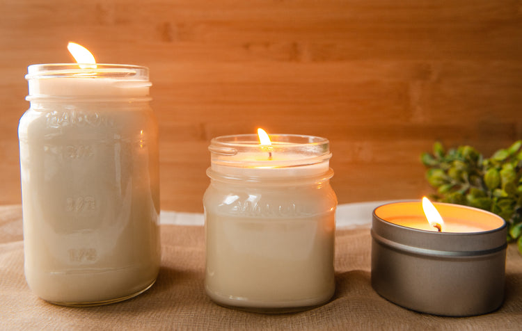 Soy Wax Candles in Mason Jars and Travel Tins